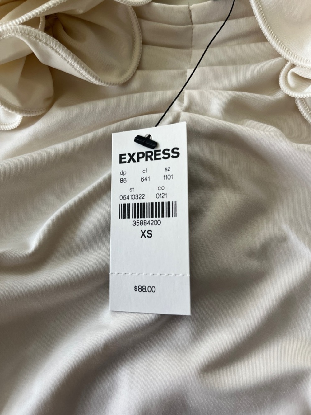 Express Cream Ruffle-Trim Blouse